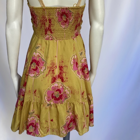 Free People Mustard Yellow/Pink/Red Floral Print Sundress - Picture 4 of 5